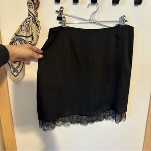 Dynamite Black Mini Skirt with Lace Hem